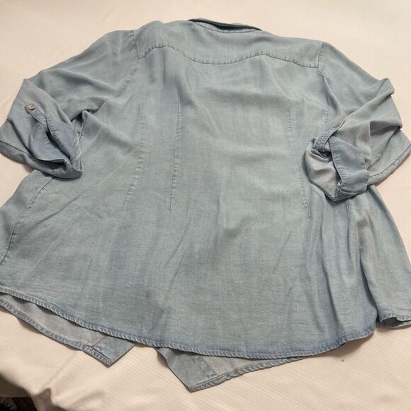 Soft Surroundings Asymmetrical Denim Wash Tencel Chambray Tunic Plus Size 2X - Picture 6 of 8